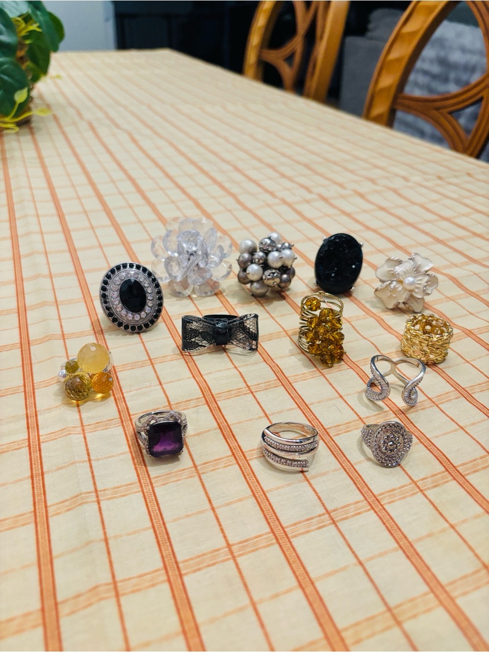 Assorted Women's Fashion Ring - Black, Gold, Silver, Purple 13 total